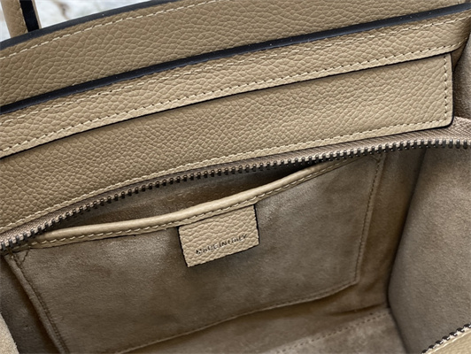 Ce**e nano luggage bag in dune drummed calfskin silver tone metal