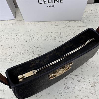 Ce**e medium tilly bag in triomphe canvas and calfskin tan