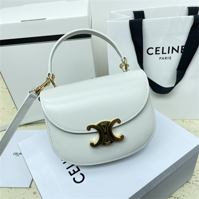 Ce**e mini besace clea in shiny calfskin white