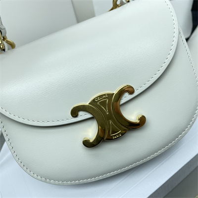 Ce**e mini besace clea in shiny calfskin white