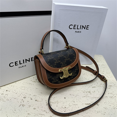 Ce**e mini besace clea in triomphe canvas and calfskin tan