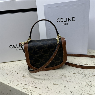 Ce**e mini besace clea in triomphe canvas and calfskin tan