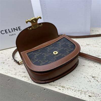 Ce**e mini besace clea in triomphe canvas and calfskin tan