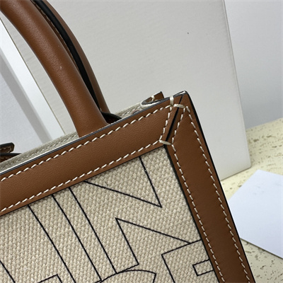 Ce**e mini vertical cabas in textile with  Ce**e all over print nature/tan