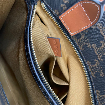 Ce**e small vertical cabas in triomphe canvas and calfskin with Ce**e print tan