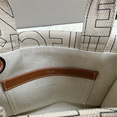 Ce**e small cabas thais in textile with Ce**e print and calfskin