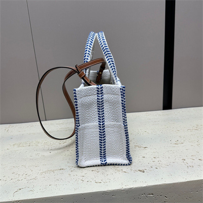 Ce**e small cabas thais in striped textile and calfskin blue/white