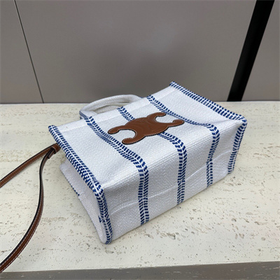 Ce**e small cabas thais in striped textile and calfskin blue/white