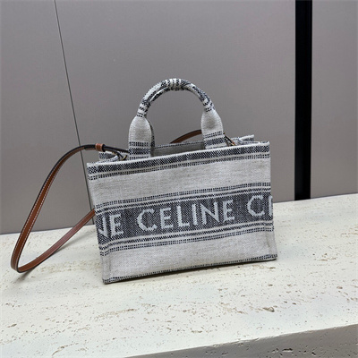 Ce**e small cabas thais in striped textile with Ce**e jacquard and calfskin