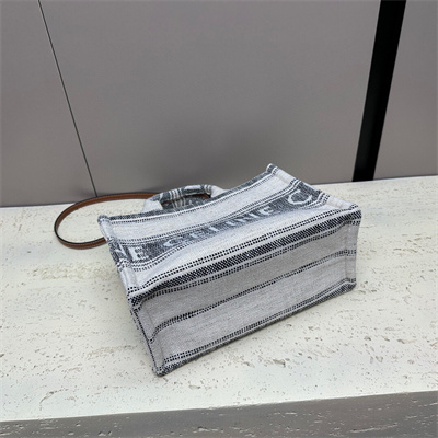 Ce**e small cabas thais in striped textile with Ce**e jacquard and calfskin