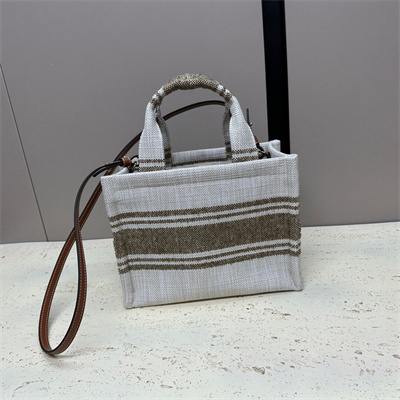 Ce**e small cabas thais in striped textile with Ce**e jacquard and calfskin