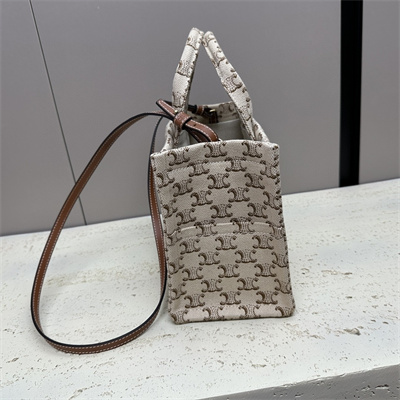 Ce**e small cabas thais in textile with triomphe canvas print and calfskin