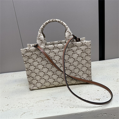 Ce**e small cabas thais in textile with triomphe canvas print and calfskin