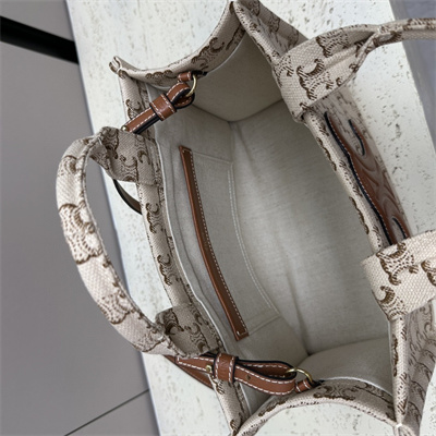 Ce**e small cabas thais in textile with triomphe canvas print and calfskin