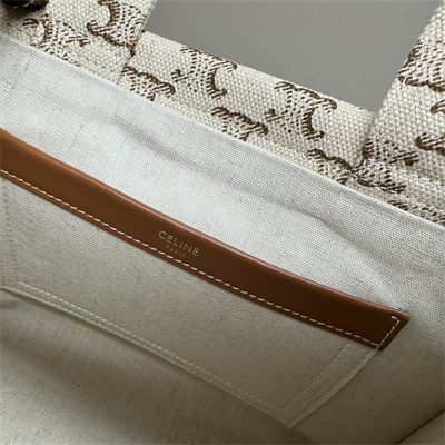 Ce**e small cabas thais in textile with triomphe canvas print and calfskin