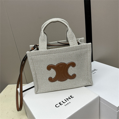 Ce**e small cabas thais in striped textile  and calfskin