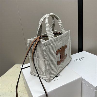 Ce**e small cabas thais in striped textile  and calfskin