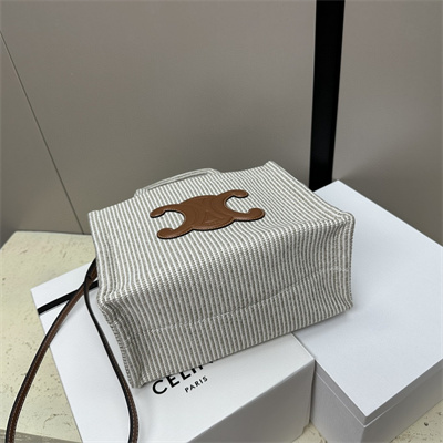 Ce**e small cabas thais in striped textile  and calfskin