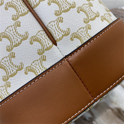 Ce**e medium bucket in triomphe canvas and calfskin white