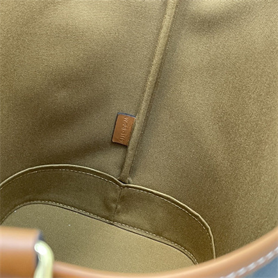 Ce**e medium bucket in triomphe canvas and calfskin tan