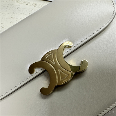 Ce**e medium college bag in shiny calfskin light stone