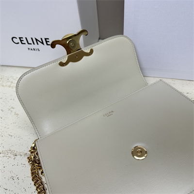 Ce**e medium college bag in shiny calfskin light stone