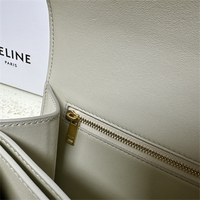 Ce**e medium college bag in shiny calfskin light stone