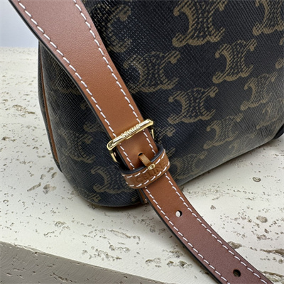 Ce**e mini backpack folco in triomphe canvas and calfskin tan