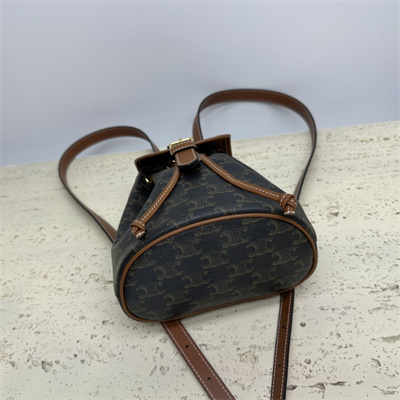 Ce**e mini backpack folco in triomphe canvas and calfskin tan