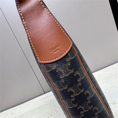 Ce**e medium heloise  bag cuir triomphe in triomphe canvas and calfskin tan