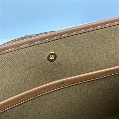 Ce**e mini horizontal cabas in triomphe canvas and calfskin white