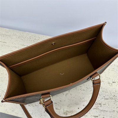 Ce**e mini horizontal cabas in triomphe canvas and calfskin tan