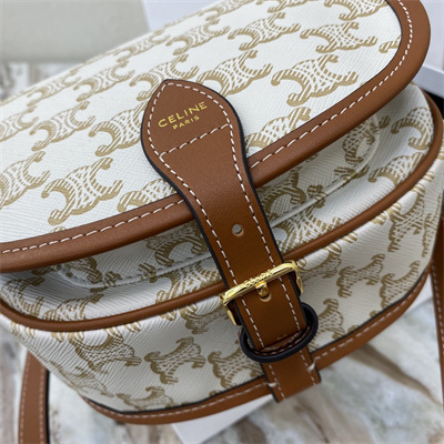 Ce**e medium folco bag in triomphe canvas and calfskin white