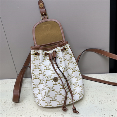 Ce**e mini backpack folco in triomphe canvas and calfskin white