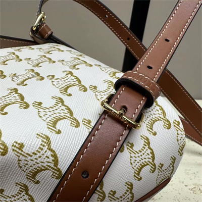 Ce**e mini backpack folco in triomphe canvas and calfskin white