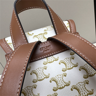 Ce**e mini backpack folco in triomphe canvas and calfskin white