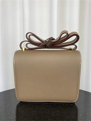 Constance Bag Epsom Leather 18CM Gold/Silver Tone Metal In Etoupe Color HS