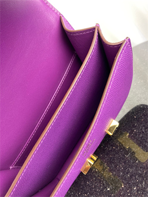 Constance Bag Epsom Leather 18CM Gold/Silver Tone Metal In Anemone Color HS