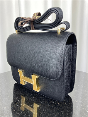 Constance Bag Epsom Leather 18CM Gold/Silver Tone Metal In Black Color HS