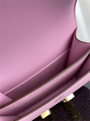 Constance Bag Epsom Leather 18CM Gold/Silver Tone Metal In Mauve Sylvestre Color HS