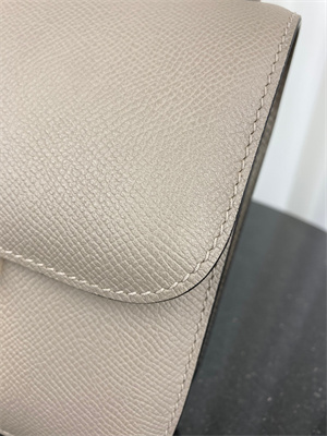Constance Bag Epsom Leather 18CM Gold/Silver Tone Metal In Gris Asphalte Color HS