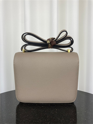 Constance Bag Epsom Leather 18CM Gold/Silver Tone Metal In Gris Asphalte Color HS