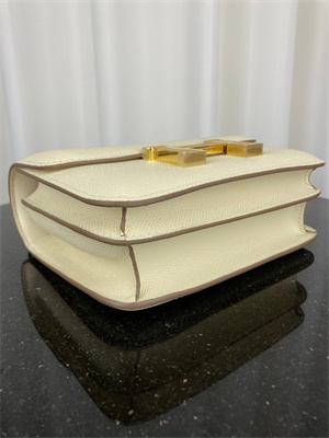 Constance Bag Epsom Leather 18CM Gold/Silver Tone Metal In Craie Color HS