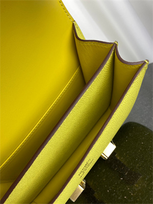 Constance Bag Epsom Leather 18CM Gold/Silver Tone Metal In Lime Color HS