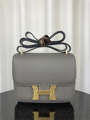 Constance Bag Epsom Leather 18CM Gold/Silver Tone Metal In Etain Color HS