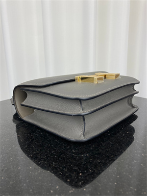 Constance Bag Epsom Leather 18CM Gold/Silver Tone Metal In Etain Color HS