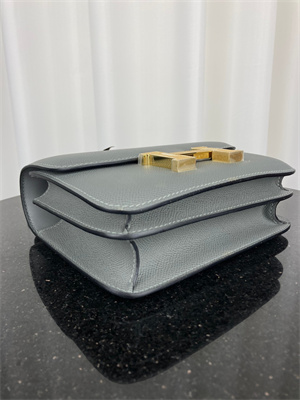 Constance Bag Epsom Leather 18CM Gold/Silver Tone Metal In Vert Amande Color HS