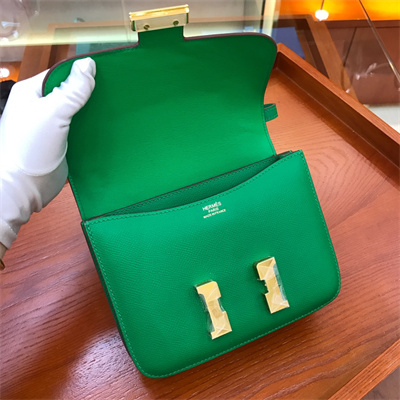 Constance Bag Epsom Leather 18CM Gold/Silver Tone Metal In Bombou Color HS