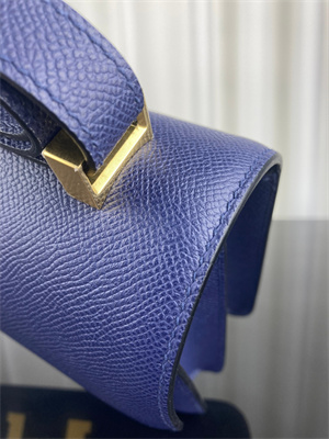 Constance Bag Epsom Leather 24CM Gold/Silver Tone Metal In Navy Color HS