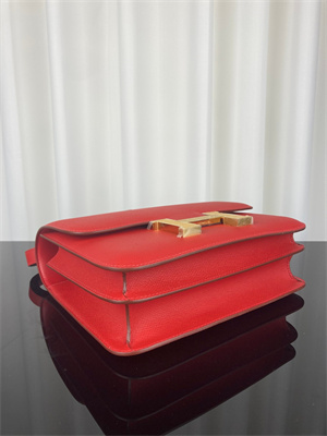 Constance Bag Epsom Leather 24CM Gold/Silver Tone Metal In Red Color HS